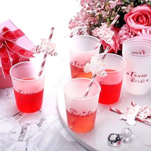 Ensemble de gobelets pour enterrement de vie de jeune fille, motif Bride Tribe, en plastique doré rose, pour cadeaux de mariage - Product Image 1