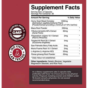 OEM 9-en-1 Horny Goat Weed Capsules Borny Goat Weed avec Tribulus + Maca pour hommes et femmes - Product Image 2