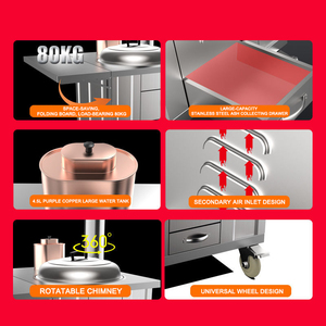 현대식 야외 더블 버너 장작 난로 플랫 바디 스테인레스 스틸 물 탱크 방수 다기능 요리 - Product Image 6