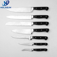 Ensemble de couteaux de cuisine en acier inoxydable de haute qualité avec logo personnalisé, ultra-affûtés, de qualité alimentaire, 8 pièces, manche en POM, avec bloc en bois pour iPad