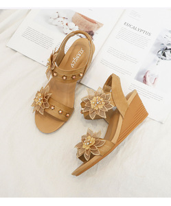 <span class=keywords><strong>Sandalias</strong></span> de cuña para mujer Bohemia flor punta abierta plataforma de gladiador romano tacón alto Casual verano elegante playa <span class=keywords><strong>sandalias</strong></span> de mujer - Product Image 6