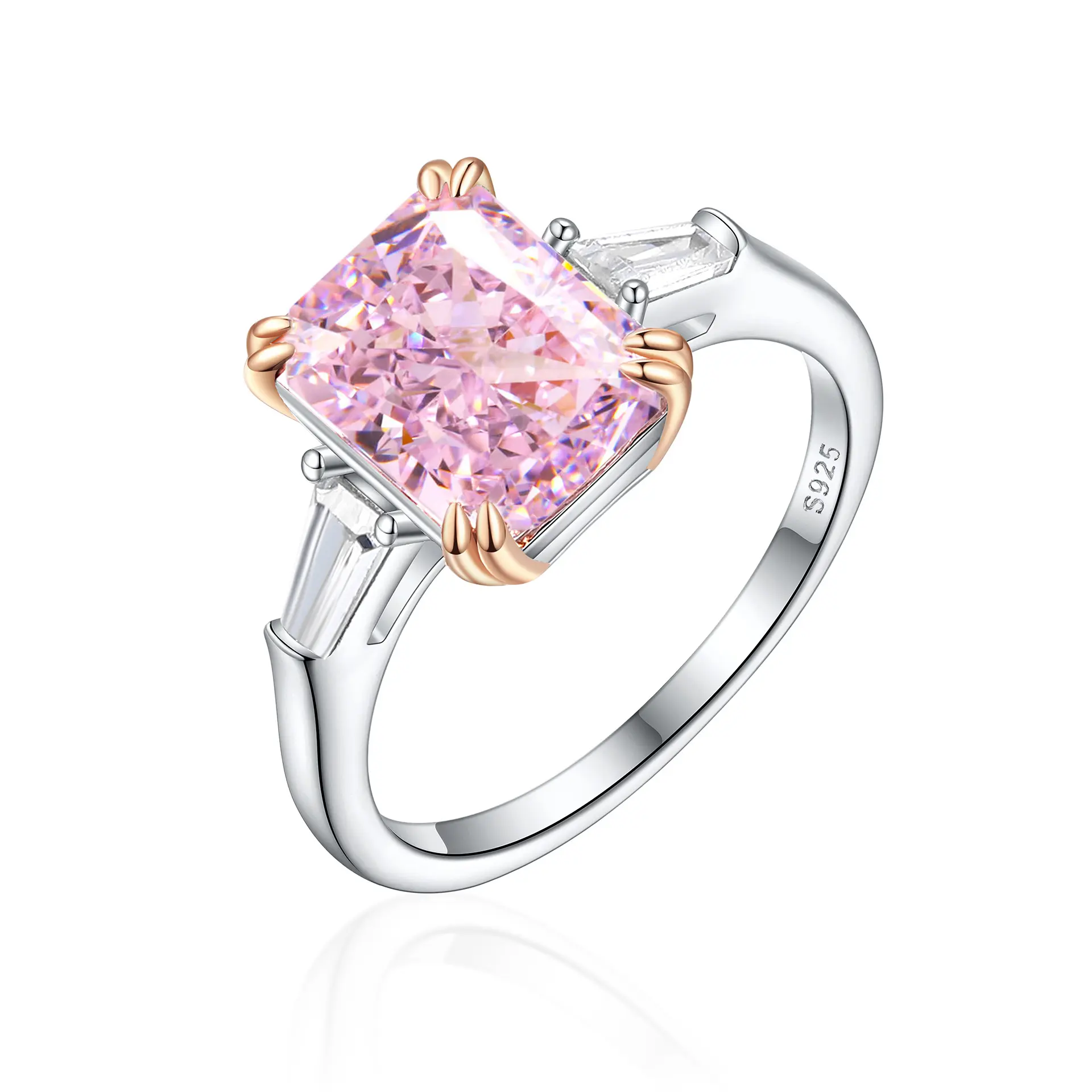 18K oro blanco rosa diamante separado anillo señora nupcial anillo de boda
