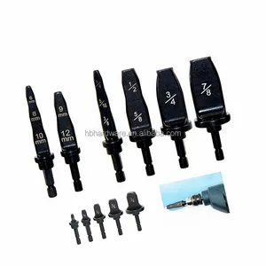 6 Piece 1/4 to 7/8" Copper Pipe Tube Metric Inch Drill Bit Set Expander Flaring Tools Swage Kit Black Expand Hose Tube Drill Set