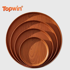 Home and <b>Kitchen</b> Reusable Lightweight <b>Plastic</b> Deep Dinner Plates Woodgrain Pattern for <b>Kitchen</b>/Restaurants Salad/Dessert/Snack - Product Image 1