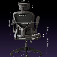 Chaise ergonomique multifonctionnelle inclinable en maille respirante, chaise de bureau pivotante à dossier ouvert avec hauteur de siège réglable et fonction 3D