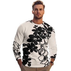 Articoli di moda autunno stampa on Demand fiore di <span class=keywords><strong>Lava</strong></span> esclusiva personalizzazione da uomo Casual e bella t-shirt girocollo a maniche lunghe - Product Image 2