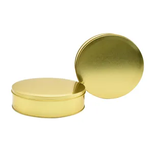 Barattolo Rotondo <span class=keywords><strong>in</strong></span> Metallo Color Oro per Dolci, Grado Alimentare, Fornitura Diretta dalla Fabbrica - Product Image 1