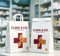 Sacs en papier personnalisés pour pharmacie, durables, écologiques, recyclables, pour médicaments, pilules, clinique médicale