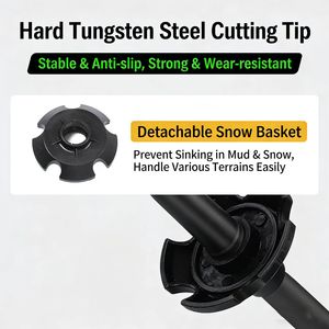 Bâton <span class=keywords><strong>de</strong></span> <span class=keywords><strong>ski</strong></span> alpin léger en alliage d'aluminium <span class=keywords><strong>de</strong></span> 270 g avec poignée antidérapante en EVA, réglable et télescopique pour les sports d'hiver - Product Image 5
