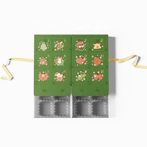 Boîte de calendrier de l'avent de Noël personnalisée de luxe, boîte surprise biodégradable de qualité supérieure pour jouets, à ouverture manuelle avec ruban - Product Image 2