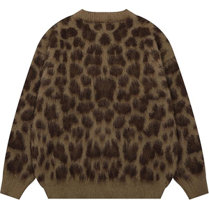 Logotipo OEM Casual Leopardo Imprimir Cardigan XS das Mulheres Crewneck Manga Longa Botão Camisola De Malha Único Breasted Y2K <span class=keywords><strong>Cheetah</strong></span> <span class=keywords><strong>Print</strong></span> - Product Image 2