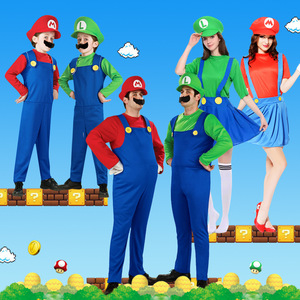 Disfraz de Super Mario para Adultos, Traje de Cosplay Verde y Rojo de Poliéster para Fiestas, para Hombres y Mujeres - Product Image 3