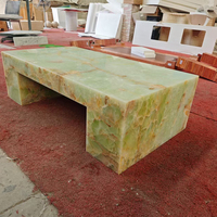 Table basse en onyx vert, meubles de salon de luxe en pierre naturelle, table centrale rectangulaire en marbre poli pour maison moderne