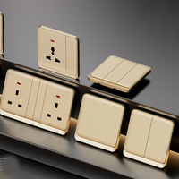 Prise murale FIKO type 86, finition or mat, universelle UK, cinq trous, 1 interrupteur 1 voie, avec ports LED USB+Type-C