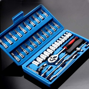 46 Pcs Blue Auto Repair Tool Set 6.3mm Metric Ratchet Wrench Kit For Car Motorcycle Maintenance - Product Image 2