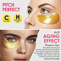 Parches de Colágeno de Oro de 24k para Debajo de los Ojos con Logotipo Personalizado, Paquete de 20 Pares, Mascarilla Antienvejecimiento de Biocolágeno para Ojeras