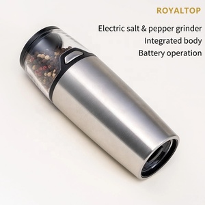 Mini salière de mer électrique de 6 pouces et moulin à poivre noir ensemble 6 piles AA moulin à épices de cuisine en acier inoxydable avec boîte personnalisée - Product Image 2