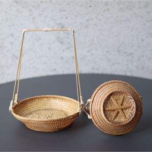 July 7th Woven Rattan Basket Round 1-3L Handmade Rustic Food Container Household Fruit Vegetable Storage - Product Image 3