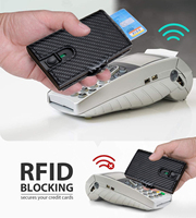 Dompet Kulit Serat Karbon Pria, Desain Baru Dompet Kulit Serat Karbon Pemegang Kartu Ramping Rfid Pria