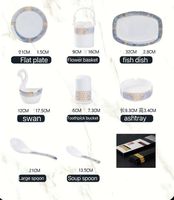 Vente en gros 62 pièces ensemble de vaisselle en céramique bol plat ménage européen or bord porcelaine ensembles de dîner