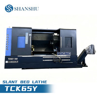Tour horizontal CNC à lit incliné TCK65Y, haute précision, pour le tournage des métaux, commande FANUC