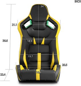 Asientos de <span class=keywords><strong>Coche</strong></span> Universales de Piel Sintética PVC de la Serie Viper de Jiabeir, Reclinables, Color Negro y Amarillo Neón, para ACURA 3.2TL - Product Image 6