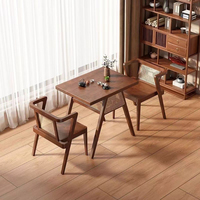 Ensemble table et chaises de balcon en bois massif avec petite table et 2 chaises longues en rotin - pour le thé et la lecture