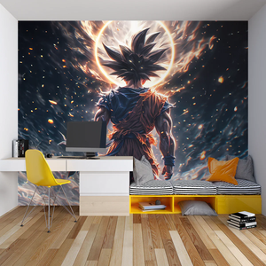 Papier peint mural vibrant Dragon Ball Goku <span class=keywords><strong>Super</strong></span> Saiyan pour salle de jeux, chambre à coucher, bureau à domicile, décoration murale intérieure avec scène dramatique - Product Image 1