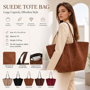 Wholesale PU Leather Tote <b>Bag</b> <b>Women</b> Large Capacity Shoulder Handbag with Matching <b>Pouch</b> <b>for</b> Work Travel - Product Image 1