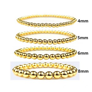 18k Gold Filled Waterproof Tarnish Free 3 4 5 6 8mm Beads <strong>Stacking</strong> <strong>Bracelets</strong> Beaded Stretch <strong>Bracelet</strong> - Product Image 1
