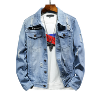 Blouson en Jean Homme Tendance Hip Hop Slim Décontracté Streetwear Fabriqué en Chine