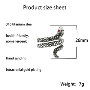 Snake <b>Ring</b> Stainless Steel Men's Punk Style Animal Shape Geometric Design Gift Jewelry 24048 - Product Image 4