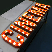 Lettres lumineuses 3D modernes à LED, lettres en métal lumineuses à l'avant, lettres en métal avec ampoules, enseigne en métal pour bâtiments