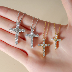 เพชร<span class=keywords><strong>โม</strong></span>อิส925สเตอริงเงิน VVS จี้กางเขนทอง14K สร้อยคอชุบทองผู้หญิงภรรยาเครื่องประดับศรัทธาทางศาสนา - Product Image 2