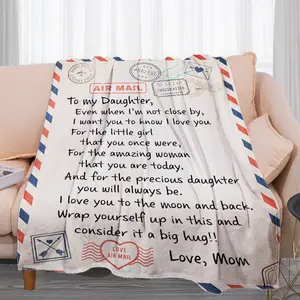 Best gift blanket to my daughter son father mom custom digital print blanket sweet love letter envelope flannel luxury blanket