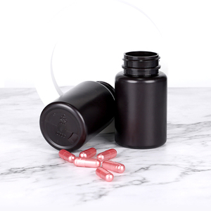 Customized Capsule Black Bottle Pharmaceutical Packaging HDPE <b>Plastic</b> Pill <b>Jar</b> For Health Products With Metal Screw Cap - Product Image 4