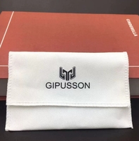 Pochette à bijoux en microfibre blanche avec rabat, logo imprimé personnalisé, ruban de fermeture, sac de rangement pour accessoires