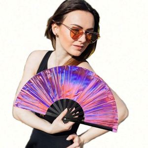 Éventail de Kung Fu d'art populaire de 13 pouces en gros, best-seller, en PVC imprimé, avec poignée en bambou blanc et noir, cadeaux promotionnels peints - Product Image 1