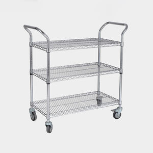 שטח חיסכון מתכוונן חוט מתלה מדפים פחמן פלדה 3 שכבה כרום מצופה מתכת מדפי רשת עם צמיגי חנות מדפים - Product Image 2