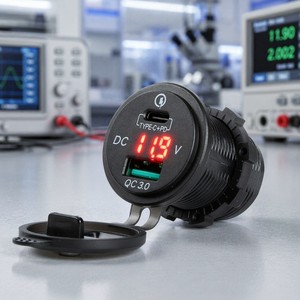 เต้ารับ QC3.0 พร้อมโวลต์มิเตอร์สีแดง ที่ชาร์จ <span class=keywords><strong>USB</strong></span> สำหรับมอเตอร์ไซค์ ที่ชาร์จ <span class=keywords><strong>USB</strong></span> <span class=keywords><strong>Type</strong></span> <span class=keywords><strong>C</strong></span> สำหรับโทรศัพท์ GPS กล้อง - Product Image 3