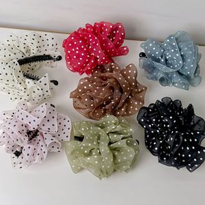 Pince à cheveux élégante à pois en maille, couleur unie, pince banane pour femme - Product Image 1