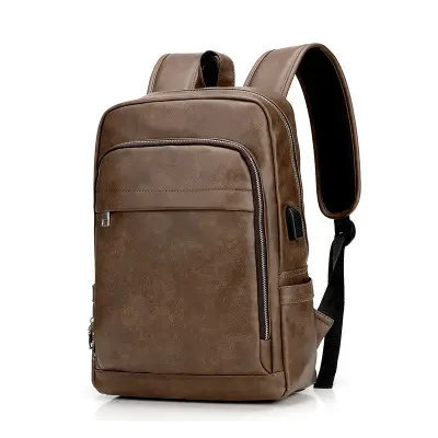 New pu leather double shoulder Laptop backpack Design Waterproof Back Pack men's students wholesale school bags for travel
