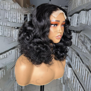 Perruques sans colle 4x4 HD Lace Closure en cheveux humains vierges brésiliens Remy, <span class=keywords><strong>noir</strong></span> naturel, bouclés, ondulés et volumineux - Product Image 4