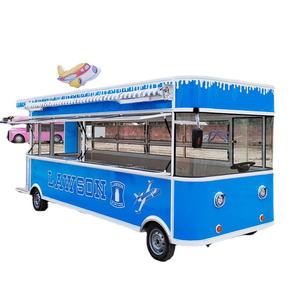 Remolque de Comida Metálico Azul Personalizado, Carrito de Catering Móvil con 4 Ruedas y Caja Cuadrada, con Toldo - Product Image 5