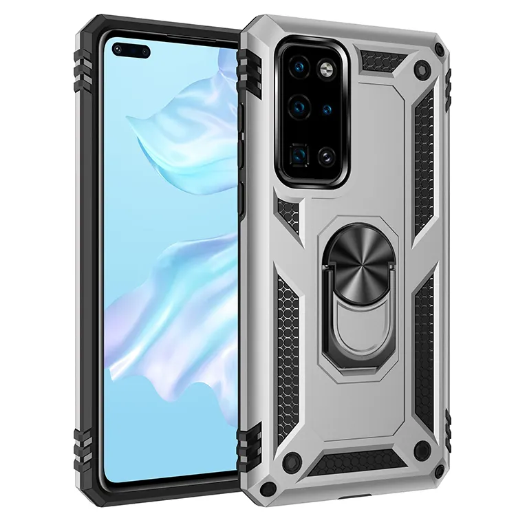 Tschick Armor Shockproof Phone Case For Huawei P40 P30 P20 Pro Lite Plus E Finger Ringer Holder Anti-Fall Car Kickstand Cover