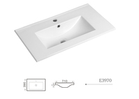 Lavabo de salle de bain blanc, lavabo rectangulaire, vente en gros, lavabo en céramique, éviers de salle de bain