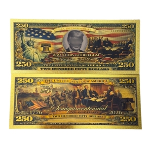 Billet de banque commémoratif du 250e anniversaire de l'Amérique 2026 plaqué or 24 carats pour collection - Product Image 2