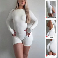 Combinaison de yoga sans coutures extensible et respirante à manches longues, dos ouvert, pour femme, grande taille, tenue de sport, combinaison de gym