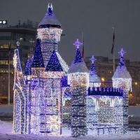 Château de noël led multicolore avec affichage de motifs lumineux, grande taille, extérieur