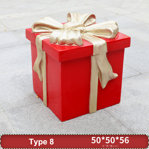 Escultura de Papá Noel de Fibra de Vidrio para Decoración Navideña de Exterior, Caja de Regalo de Navidad de Fibra de Vidrio de 37*37*42 cm - Product Image 4